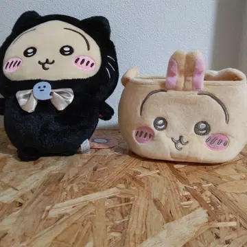 치이카와(먼작귀) 토끼 검은 고양이 봉제 인형 & 토끼 파우치