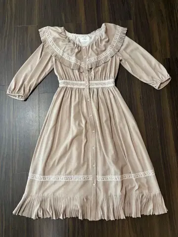 프릴 옷깃 베이지 원피스 M