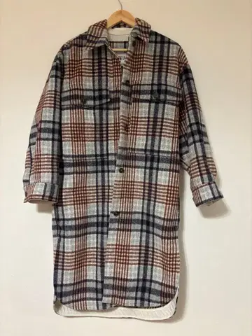 ZARA 체크 무늬 롱 셔츠 자켓