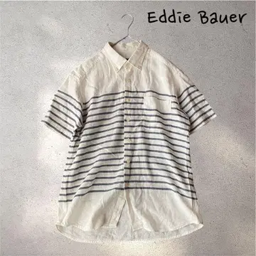 622*에디 바우어 [ S ] 셔츠 반팔 보더 마 혼방 화이트 네이비