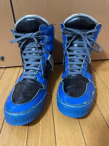 LOSVEGA 로스베가 가죽 하이탑 스니커즈 파랑/블랙 44