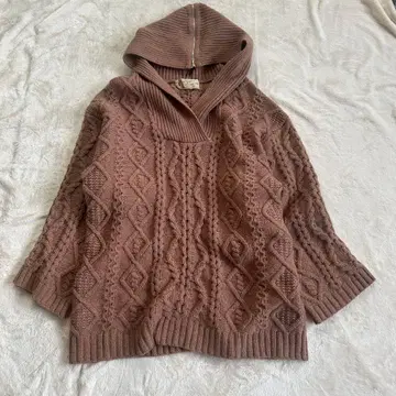 ME COUTURE 케이블 니트 후드 부착