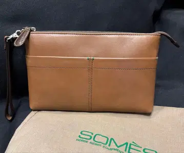 [ 소메스 안장 ] 세컨드 백 클러치백 가죽 천연 가죽 브라운