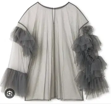 FRAYID 그레이 포멀 튤 프릴 긴팔 셔츠