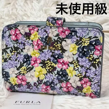 미사용급 훌라 접이식 지갑 까멜리아 꽃무늬 아치 로고 발레리나 가죽