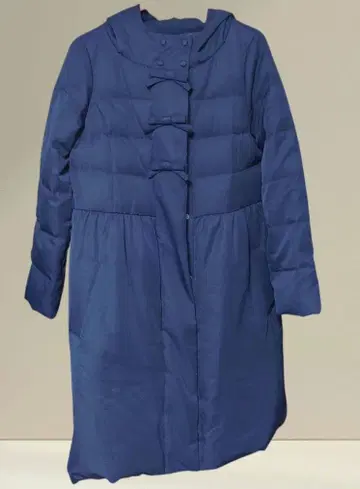 couture brooch 후드 부착 리본 다운 자켓 다운 코트