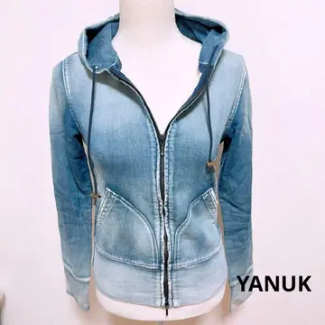 야누크 데님 니트 지퍼 후드티 가을/겨울 YANUK 오샤레 데님 인기