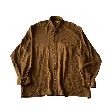 90s 캐나다 제조 큐프라 100% 직조 무늬 디자인 레귤러 카라 셔츠