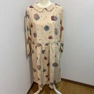 BALLOON 베이지 선물 패턴 원피스 쇼와 레트로