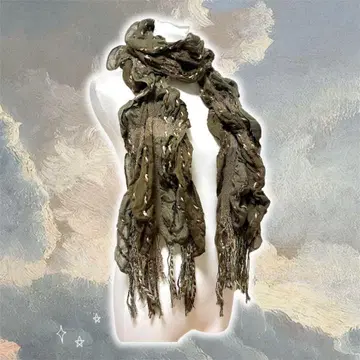 가격 인하 y2k 모리걸 페어리 그런지 카키 머플러 스톨