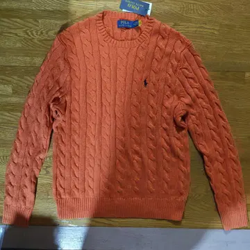 POLO 케이블 니트 스웨터 M 오렌지
