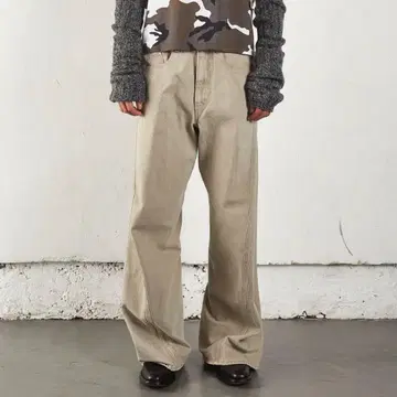 NVRFRGT 3D Twisted Wide Leg Jeans TAN