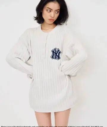 MLB 니트 튜닉 로고 원피스 긴팔 니트