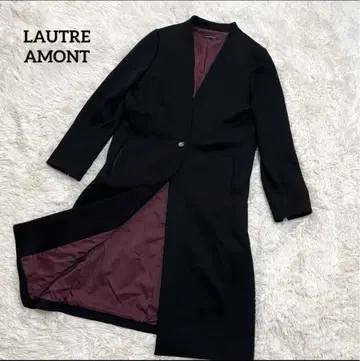 로트레아몽 노카라 롱 코트 여성용 원 버튼 블랙 비즈니스