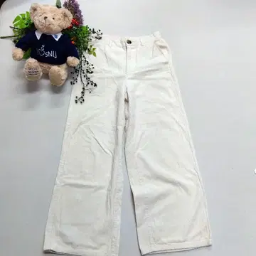 GU 아이보리 코듀로이 와이드 팬츠 여성용 L