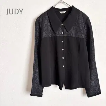 *주디 컬렉션* 블라우스 절개 어깨 패드 엘레강트 꽃무늬 블랙