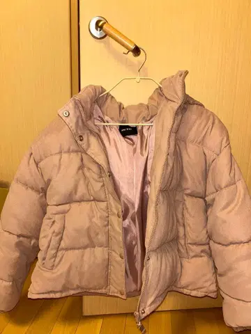 핑크 후드 부착 다운 자켓 M 사이즈