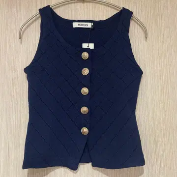 MIRVAS 밀바스 슬리브리스 니트 네이비