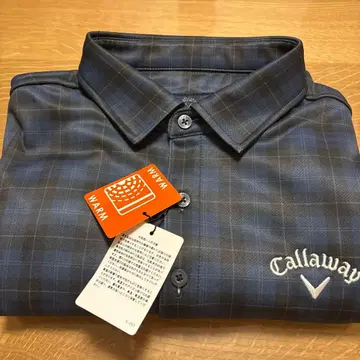 미사용 새상품 Callaway 체크 무늬 긴팔 피케 셔츠 M