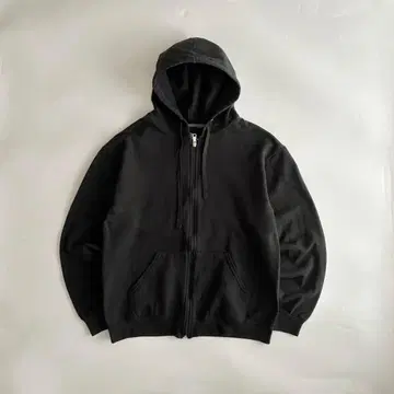 짧은 기장 L 사이즈 00s 애슬레틱 무지 지퍼 후드티 레어 블랙 M