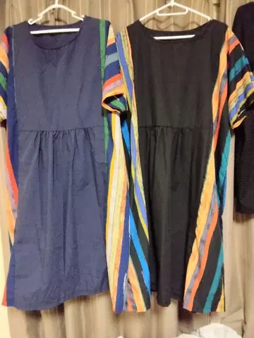 네이비 블랙 반팔 롱 원피스 2점 묶음 판매