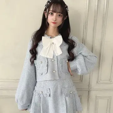 Honey Cinnamon 프릴 숏 자켓 사이드 플리츠 스커트