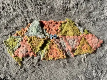 무지개 레인보우 삼각형 모아 시스루 탈착식 옷깃 단추 매듭 포함