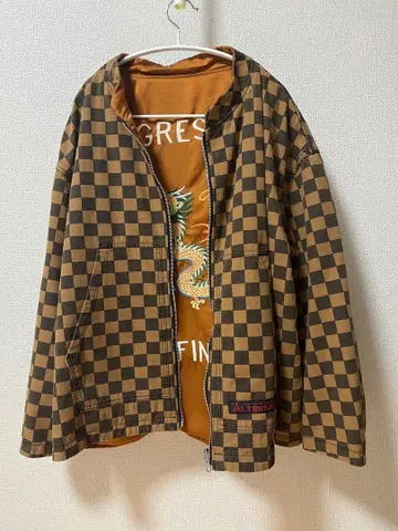 리버서블 체크 무늬 자켓 L 사이즈