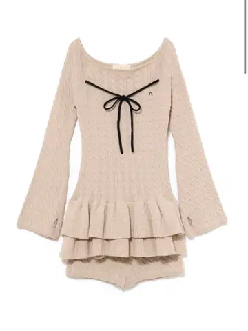 andmary Milky frill mini dress beige
