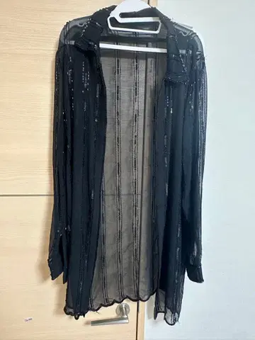 [ 구제 의류 ] 가디건 블랙 스팽글 시어