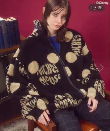 올 패턴 프린트 보아 블루종/Disney