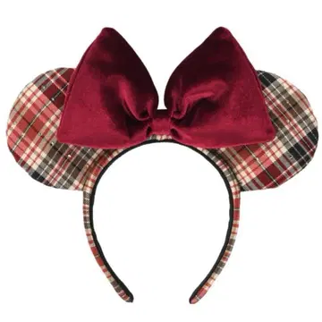 [신상] 디즈니 머리띠 체크 무늬 빨간색