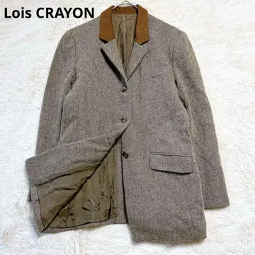 로이스크레용 테일러드 자켓 스웨이드 옷깃 트위드 고급스러운 큐프라