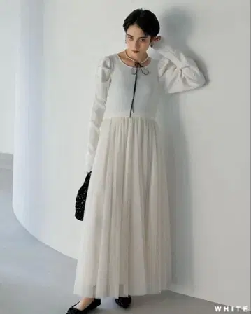 새상품급 MEISM by Re:EDIT 튤 도킹 니트 원피스