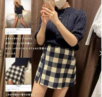 ZARA 완판템 깅엄 체크 패턴 미니 스커트