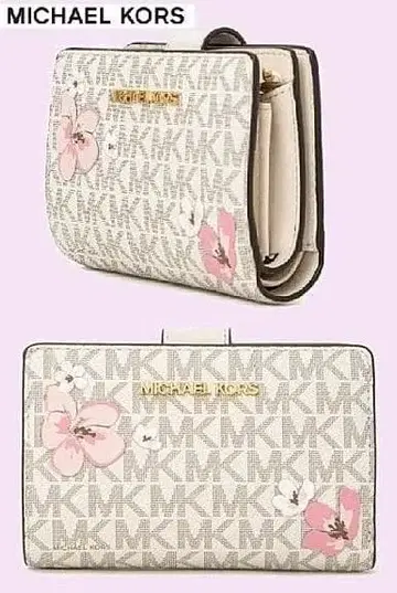 마이클코어스 일본 한정판 벚꽃 컴팩트 접이식 지갑