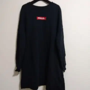 밀크페도 맨투맨 원피스 로고 블랙 코튼 긴팔 F