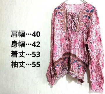 꽃무늬 핑크 긴팔 블라우스