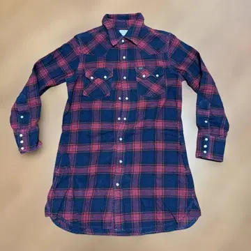 Lee 네이비/레드 체크 긴팔 셔츠 튜닉