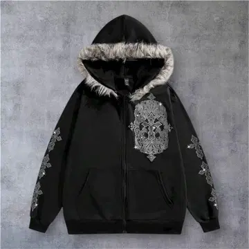 y2k 빈티지 지퍼 후드티 퍼