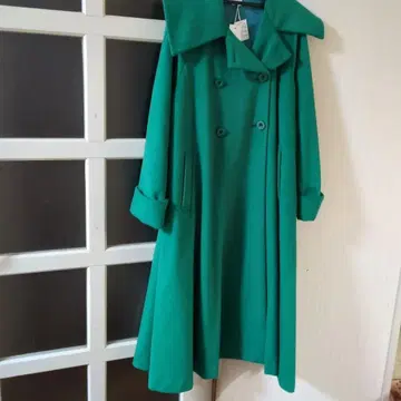 그린 더블 브레스트 롱 코트 프리 사이즈