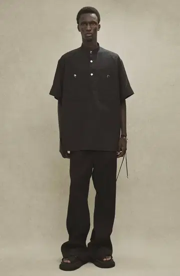 THE RERACS 밴드 카라 숏 슬리브 US 오버 셔츠 48