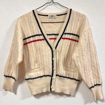 프레피 스타일 울 케이블 가디건 빈티지