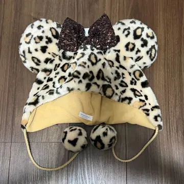 디즈니 팬캡 레오파드 무늬 브라운