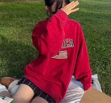 맨투맨 미국 구제 의류 트레이닝복 빨간색