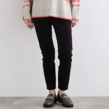 INDIVI 스키니 벨벳 팬츠 블랙