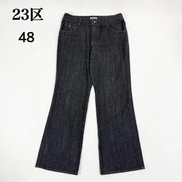 [ 미사용급 ] 23구 빅 사이즈 48 블랙 데님 팬츠 슬림 레그 플레어