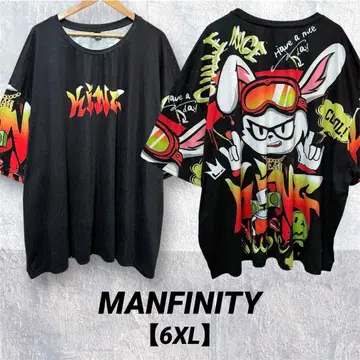 [ 6XL ] 빅 사이즈 맨피니티 그래픽 반팔 T셔츠 검정 블랙
