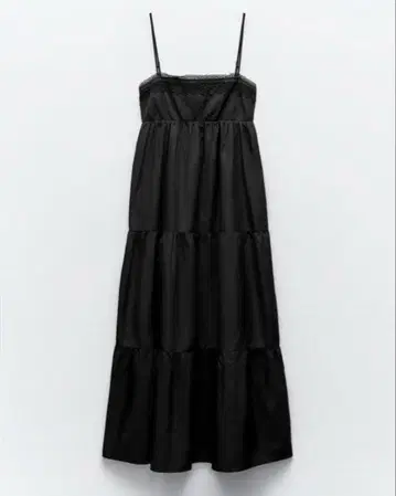 ZARA 대비 포플린 티어드 미디 원피스