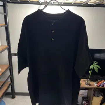 puritan 블랙 헨리넥 T셔츠 L